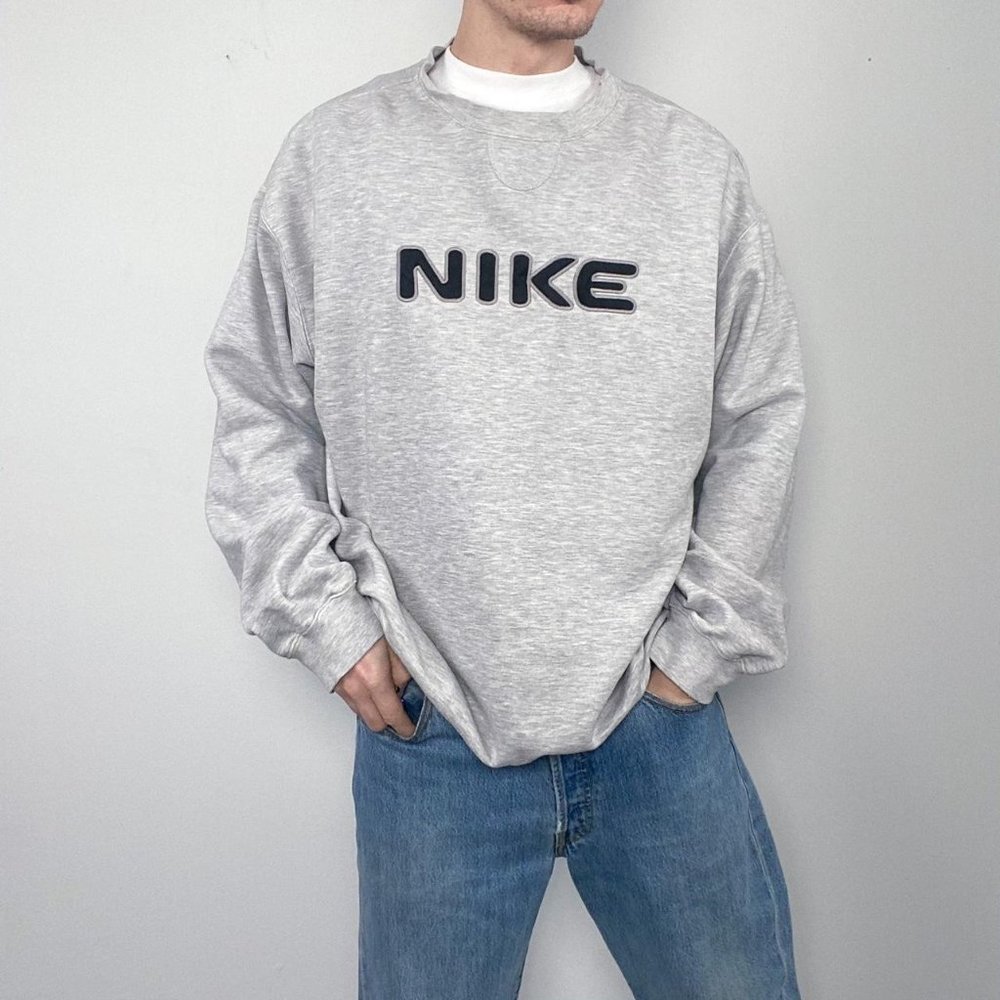 Vintage Nike Spell Out Sweatshirt Grey XXLarge. - Picture 1 of 4